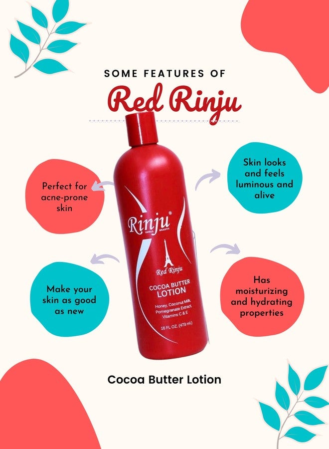 Rinju Cocoa Butter Lotion - Non-Greasy Lotion for Women & Men - 16 oz Cacao Butter Lotion for Extremely Dry Skin - Pomegranate Extracts & Vitamin C and E Moisturizer - Skin Care Essentials - Image 4
